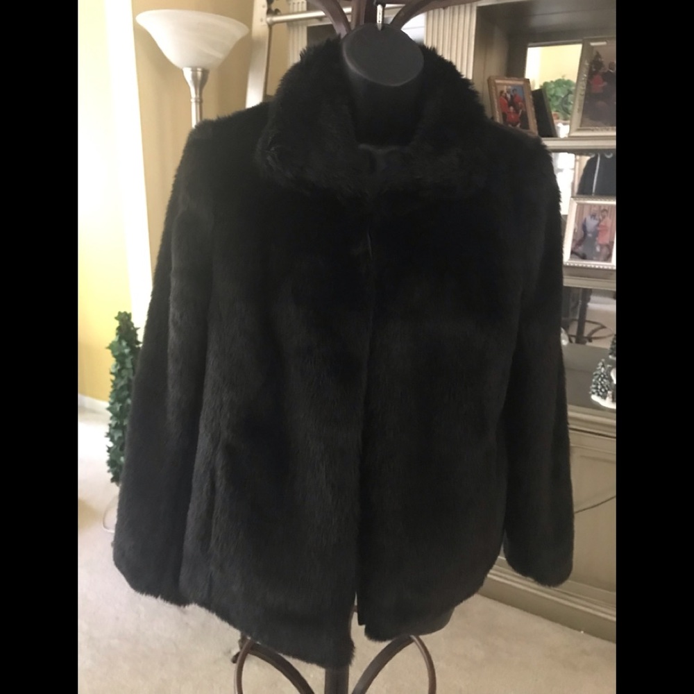 Black faux fur jacket